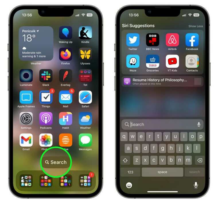 鹿寨苹果手机维修分享升级到 iOS 16 后，如何删除主屏幕上的搜索按钮 