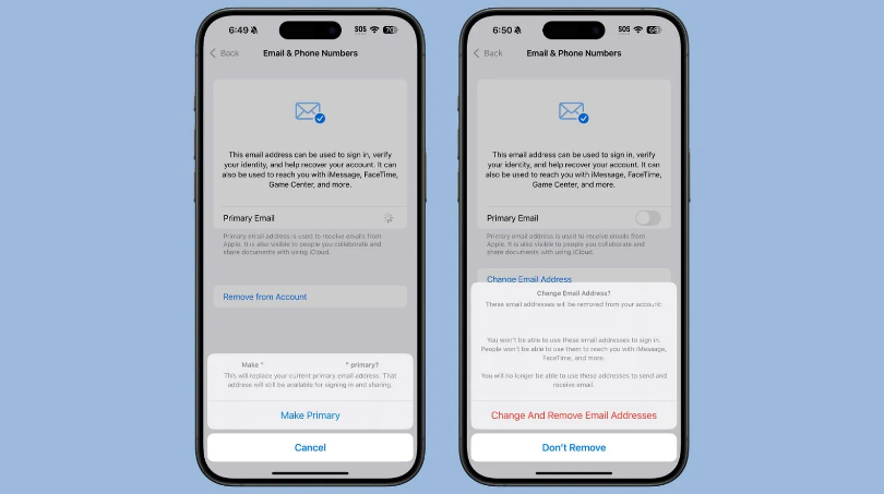 鹿寨苹果手机维修分享苹果 iOS 18.1 支持设置“主要”邮箱地址并更改 iCloud 邮箱 